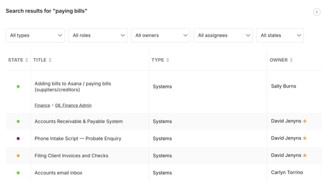 systemHUB search results showing SOPs found in seconds